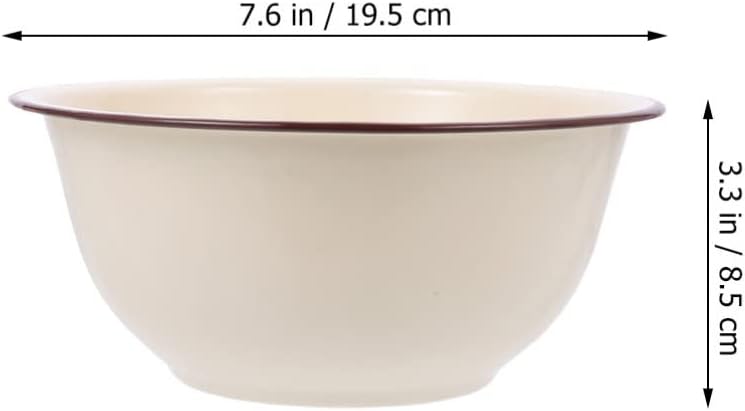 Enamel Bowl Enamel Color Pottery Bowl Enamel Mixing Bowl Enamel Bowl, Kitchen Round Soup Bowl Thicken Foods Soup Bowl Salad Serving Bowl, Distressed Black Rim Enamel Bowl