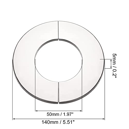 geteilte zweiteilige Chrom-Edelstahl-Ventil-/Wasserhahnabdeckung/Ventillochabdeckung Wasserhahn Steckmanschette (51mm(2Pcs))