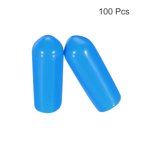 Image of MECCANIXITY 100pcs 5mm(3 /16 inch) Rubber End Caps Cover PVC Vinyl Screw Thread Protector Round Wire Shelf Caps for Screw Bolt Pipe Fence Post, Light Blue