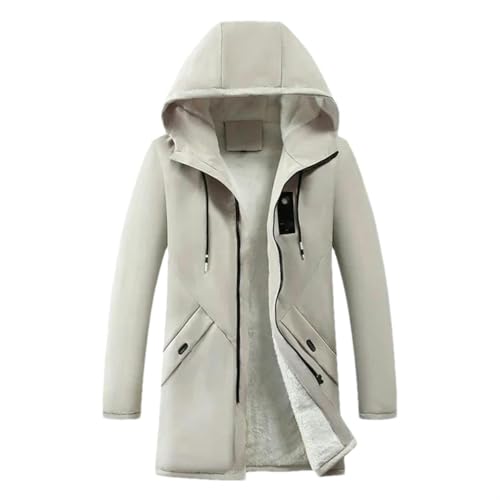 Veste à capuche de couleur unie cardigan pour homme mi-long chaud style coréen décontracté