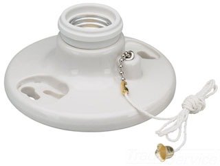 Pass & Seymour 284 Medium Base Pull Chain Incandescent Lampholder With Cage Neck 250 Volt White
