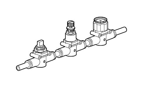 PneumaticPlus IPG Air in-Line Air Pressure Gauge with Push-to-Connect Fitting, Union Straight - 1/4" Tube OD x 1/4" Tube OD
