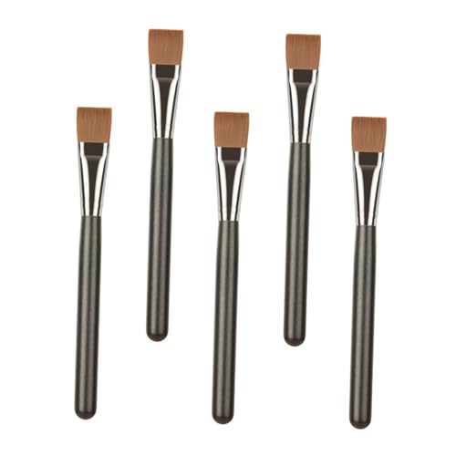 MOTHNUR Cepillo Aplicador De Mascarilla Facial Flexible 5 Piezas Tamaño Mediano Para Cuidado De Piel Sensible Uso Diario Accesorios Maquillaje Profesional Color Negro Marrón Oscuro
