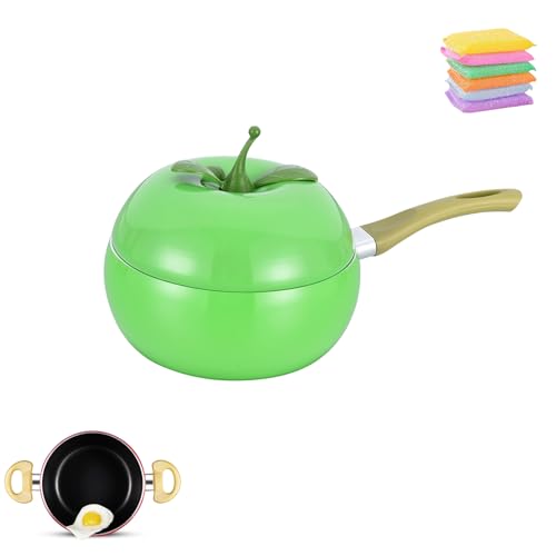 Cacerola poco profunda con tapa, cacerola de hierro fundido, olla de hierro fundido esmaltado, olla de tomate, cocotte, olla antiadherente para sopa, lata de pasta, olla de cocina multifunción (verde