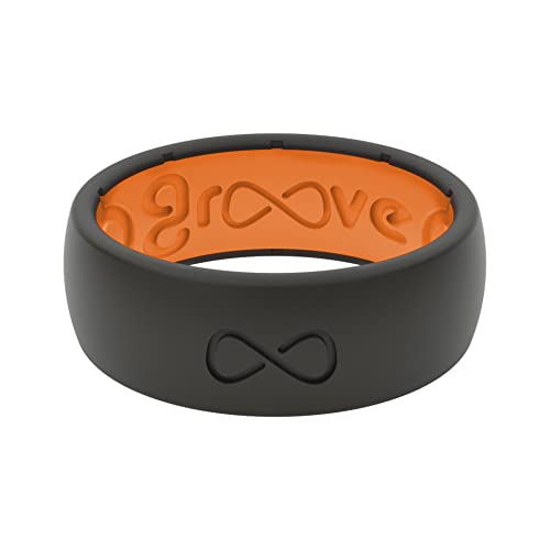 ROQ Silicone Wedding Rings For Men - 8mm Step Edge, Breathable Design, 4 Pack (Black, Grey, Silver, Light Grey) - Size 11