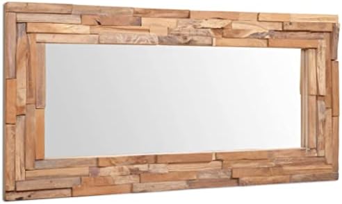 vidaXL Decorative Mirror Handmade Unique Antique Home Living Room Wall-hang Hallway Ornament Mirror Teak 47.2" Rectangular
