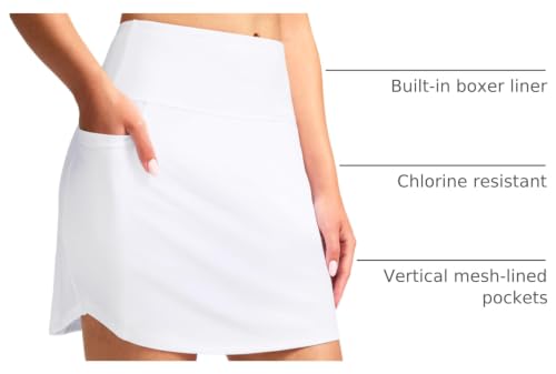 Image of SANTINY Women's 17'' Long Swim Skirt with Pockets High Waisted Modest Tummy Control Swimsuit Skirt Bathing Suit Bottoms