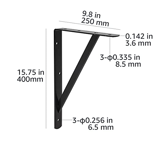 Amazon Basics Shelf Bracket, 10-Pack, Black, 10" X 16" #TOP6