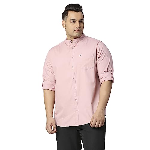 Image of Thomas Scott Mens | Full Sleeve | Solid Plain Color | Regular Fit | Plus Size | 100% Cotton | Mandarin Collar | Casual | Shirt