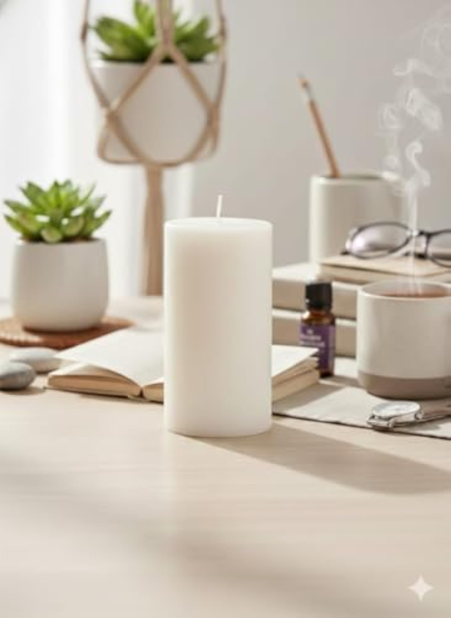 White Pillar Candle, Unscented & Hypoallergenic