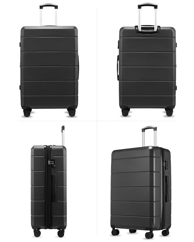 Image of YOETEY 28 Inch Checked Luggage with Spinner Wheels, 106L Large Expandable Hardside Suitcase with TSA Lock, Durable ABS Hard Shell for Family Vacation and International Travel (28 in, Black)
