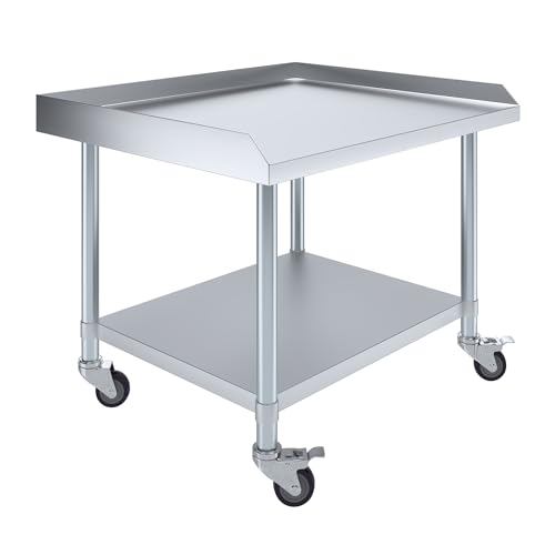 Image of AmGood Stainless Steel Equipment Stand with Undershelf + Casters, Heavy Duty, Commercial Grade, NSF (30 inch Width x 36 inch Length + Casters)