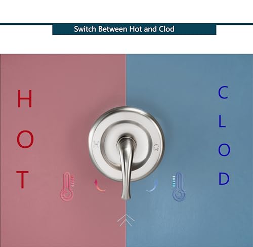 Shower Faucet Set with Valve, High Pressure 3-way Water Diverter Shower Trim Kit Brushed