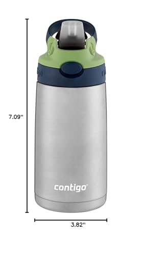 Contigo Kids Stainless Steel Water Bottle with Redesigned AUTOSPOUT Straw, 13 oz, Blueberry & Green Apple, Easy Clean, BPA Free