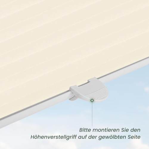 Buseu Plissee Klemmfix ohne Bohren 105x120cm Beige Faltrollo Plisseerollo – Ansicht 7