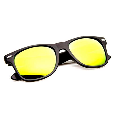 zeroUV Flat Matte Reflective Flash Color Lens Large Horn Rimmed Style Sunglasses - UV400 (Black Sun)