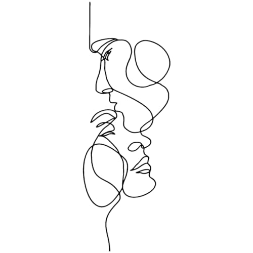 Metal Facial Line Minimalist Art Wall Decor Abstract Metal Wire Geometric Facial Line Drawing Art Statue Modern Black Home Hanging Wall Art Decor for Living Room Bedroom Bathroom Office (40*14cm)