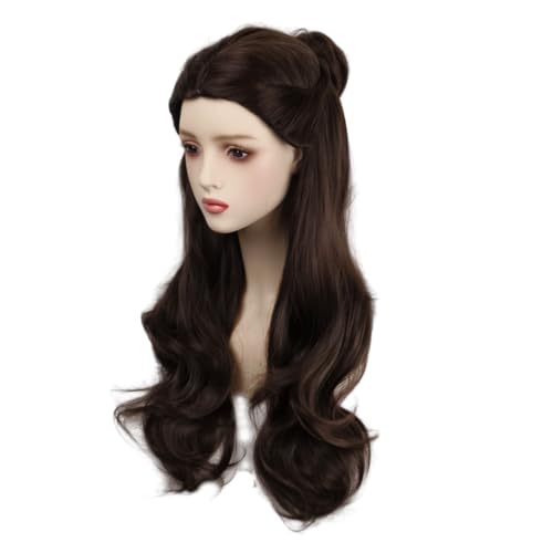 SisiruKou Women Long Wavy Dark Brown Wig for Halloween Cosplay Costume Wig