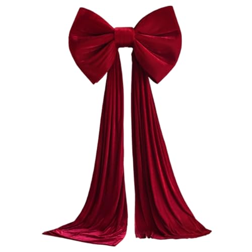 Christmas Tree Topper Bow, 20x102 Inch Extra Large Red Velvet Bows for Home Christmas Tree Toppers Wreath Wall Room Party Holiday Decor Supplies-