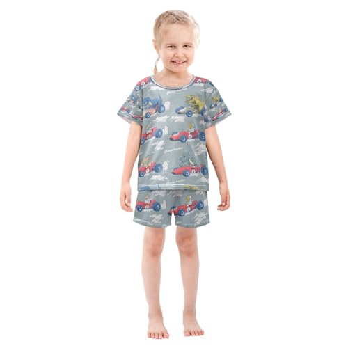 senya Cute Crocodile Race Car Summer Pajamas Set Short Cotton Sleepwear 2 Piece3