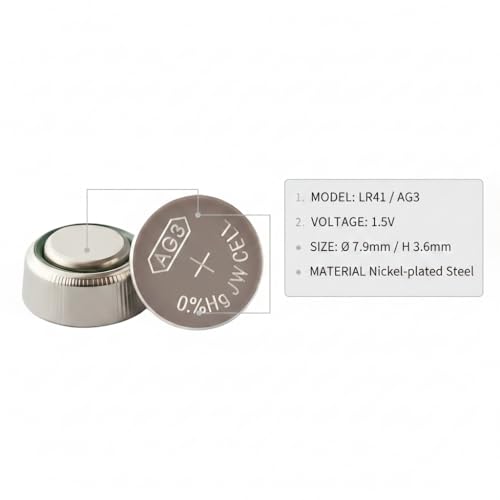 15 Pilas Alcalinas LR41 AG3 1.5V Para Relojes y Termómetros miniatura 4