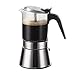 SIXAQUAE Stovetop - Caffettiera in alluminio per caffè e caffè in stile italiano, percolatore, macchina da caffè classica, vetro borosilicato (240 ml)