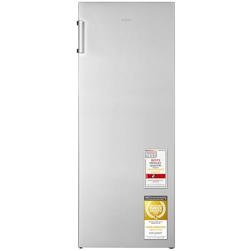 Exquisit Vollraumkühlschrank | 242 l Nutzinhalt | Energieeffizienzklasse E | 40 dB Geräusch | manuelle Temperaturregelung | LED-Beleuchtung | wechselbarer Türanschlag | KS5320-V-H-010E inoxlook