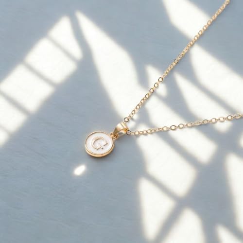 Image of Giftana Alphabet Locket with Chain, White Enamel Letter A-Z Pendant Necklace for Girls, Personalized Initial Name Gold Plated Pendant Necklace Gift for Girlfriend, Valentines Day Gifts for Woman