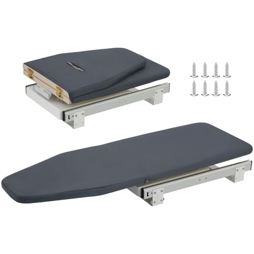 Tabla de planchar plegable – 80 x 30 cm, tabla de planchar montada en la pared, giratoria 180° con cubierta resistente al calor, para armario, sala de estar, lavandería