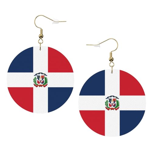 Boucles d'oreilles rondes drapeau patriotique en similicuir léger pour femme