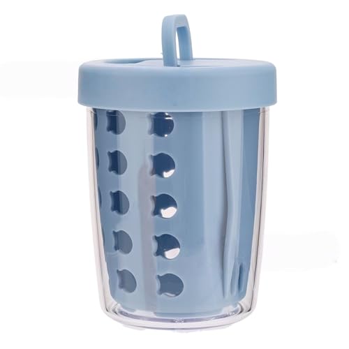 携帯に便利な二段式フルーツカップ水切り機能付き漏れ防止丸型コンテナ通勤・学習・アウトドア対応501〜800ml (【ブルー】)