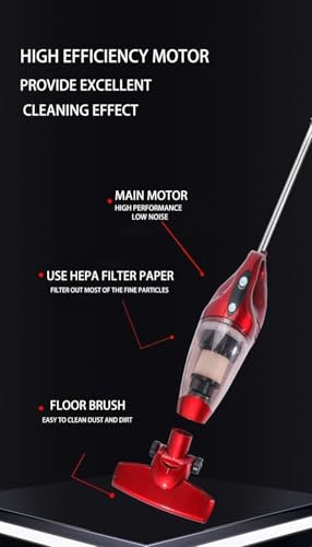 Image of Vacuum Cleaner for Home - Wet and Dry Suction Cleaner for Home, Handheld Vacuum Cleaner for Sofa, Clean Under Bed Stick & Upright-Extendable Handle Exterior Scratch Free (Red-9)