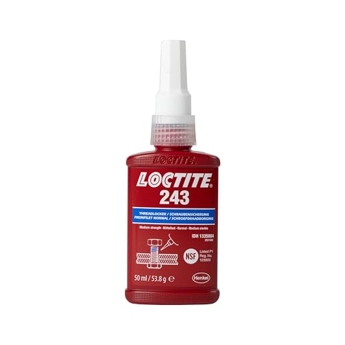 Image of LOCTITE 243, Universal adhesive for Securing Screws, Medium-Strength thread lock for Metal Threads, liquid adhesive for Use on Pumps, Gearboxes and More, 1x50ml