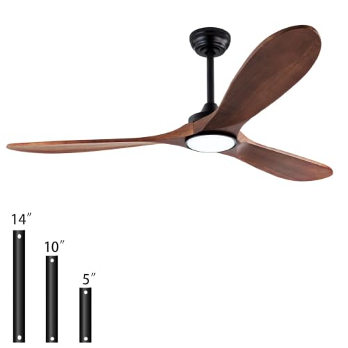 Image of 60 inch Quiet Solid Wood Ceiling Fan, with 6-speed remote control, Black /Walnut