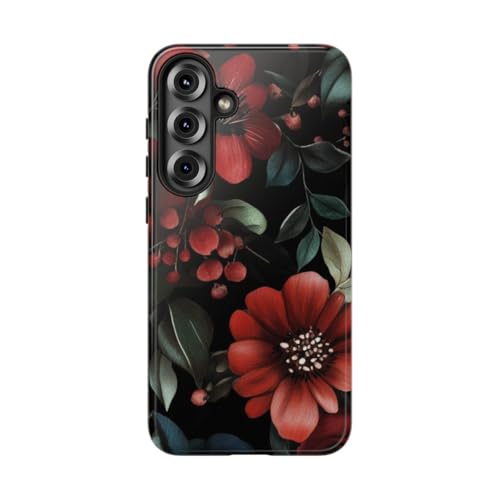 Coque résistante Samsung S25 Plus motif floral rouge finition brillante haut de gamme