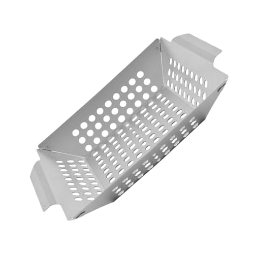 Gatuida Padella per Acciaio Inossidabile Accessorio per Campeggio Doppio Manico Vassoio per Barbecue Riutilizzabile Comodo e Facile da Trasportare