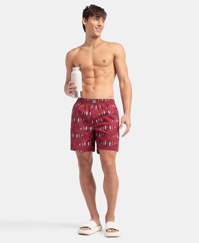 Image of Jockey US57 Men Super Combed Mercerized Cotton Woven Printed Boxer Shorts with Side Pockets (Prints May Vary)