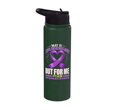 Purple Ribbon Lupus Awareness Month Stainless Steel Insulated Water Bottle