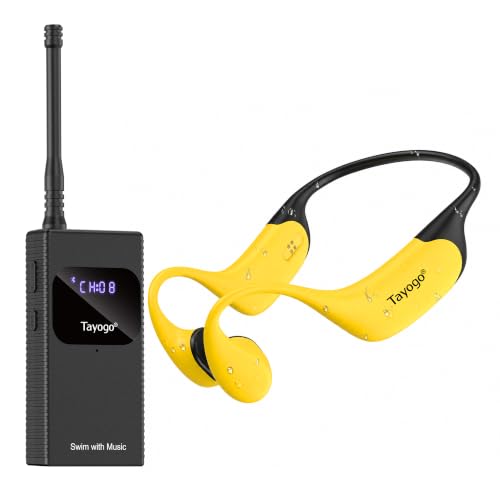 Image of Tayogo Swimming Headphones T6 + W23 Bone Conduction, Under Water Audio System, Spotify Swim Headset, No Need to Download, Waterproof FM Receiving & Bluetooth Open Ear Swim Headset for Training