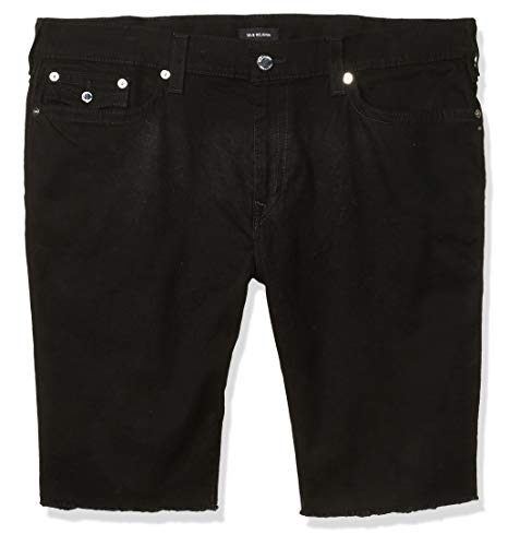 True Religion Men's Ricky Straight Leg Short with Back Flap Pocket, Body Rinse Black, 38