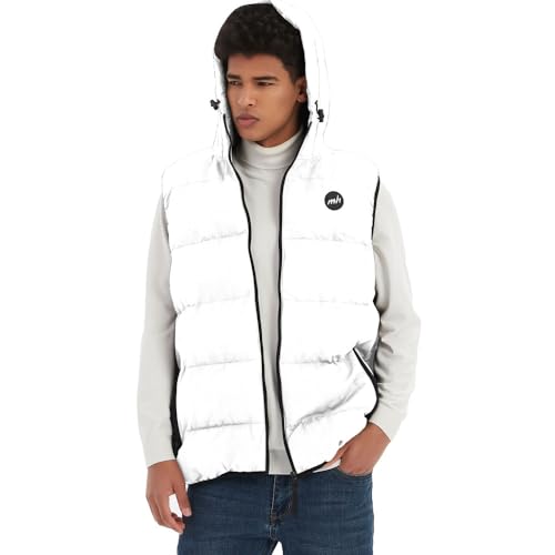 Image of MADHERO Men's Puffer Vest with Hood Water-Resistant Puffy Vests Outerwear Sleeveless Jacket