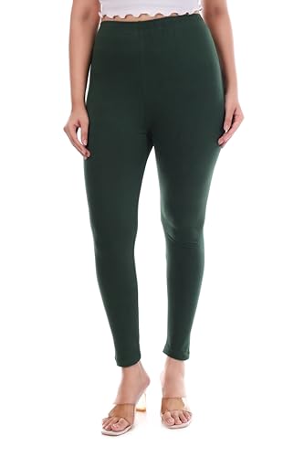Image of TPF Women Solid Cotton Lycra Stretchable Leggings | Comfortable Ankle-Length Slim Fit Leggings for Women & Girls | Soft, Breathable Wear Bottoms