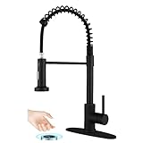 Touchless Kitchen Faucet Motion Sensor Smart Kitchen Sink Faucet with Pull Down Sprayer Commercial Modern Kitchen Faucets Matte Black Movable Sensor Faucet for Sink, RV