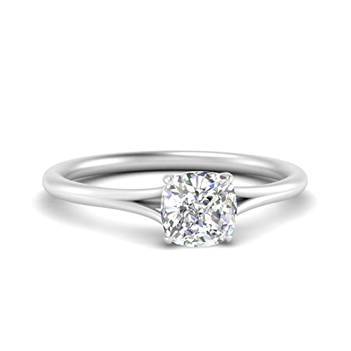 Bague en diamant solitaire avec anneau fendu en argent sterling pour femme taille 47-70