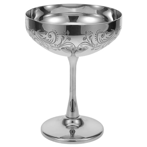 Angoily Coppa da Dessert in Acciaio Inossidabile Incisa Bicchiere da Vino e Ciotola per Gelato Riutilizzabile Elegante per Feste Ristoranti e Uso Domestico