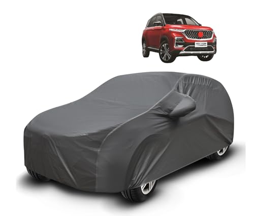 Image of Auto Hub Waterproof Car Cover Compatible with MG Hector Plus with Mirror Pockets, Soft Cotton Lining, MG Hector Plus Car Cover Waterproof, Grey