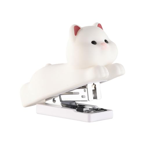 Honagu Mini Cute Animal Stapler with Staples, Cartoon Stereoscopic Silicone (PVC) Stapler, Labor-Saving Office Supplies for Students Kids (White Puppy)