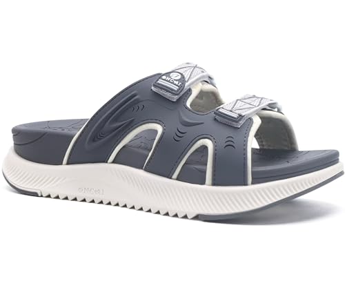 ONCAI Womens Orthotic Sandals Ladies Recovery Walking Slides Arch Support Plantar Fasciitis Comfort Orthopedic Soft Cushion Summer Adjustable Sandalias,Grey/White Size 7