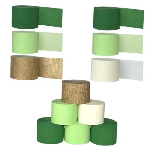 Housoutil 12 Rolls of Soft Strong Green Crepe Paper Streamers Avocado Green for Party Decorations Balloon Wrapping DIY Crafts