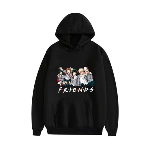 My Hero Academia anime huvtröjor vänner tryckt jumper sweatshirt för män och kvinnor pojkar flickor XXS-4XL, Svart, XXS